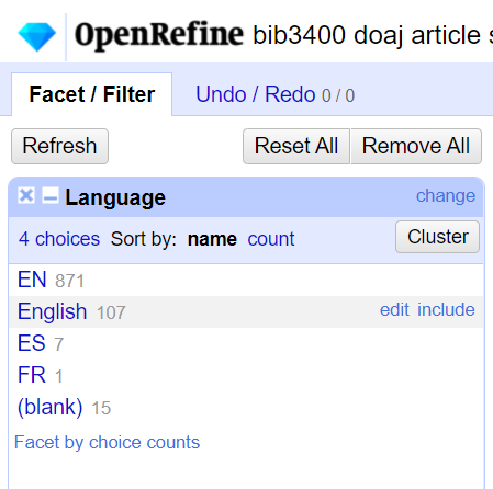 "Text facet i OpenRefine"